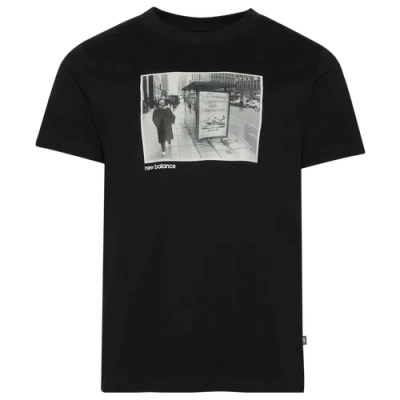 New Balance Mens  Bus Stop Ad Photo T-shirt In White/black