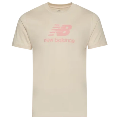 New Balance Mens  Essential Stacked Logo T-shirt In Linen/omega