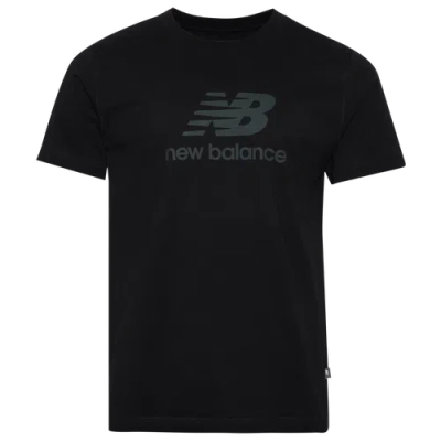 New Balance Mens  Essential Stacked Logo T-shirt In Tonal Black/black
