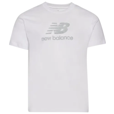 New Balance Mens  Essential Stacked Logo T-shirt In White/reflective Silver