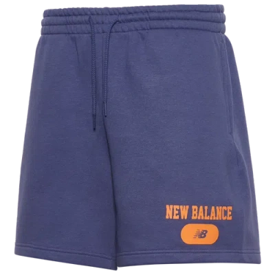 New Balance Mens  Heritage Fleece Shorts In Navy/orange