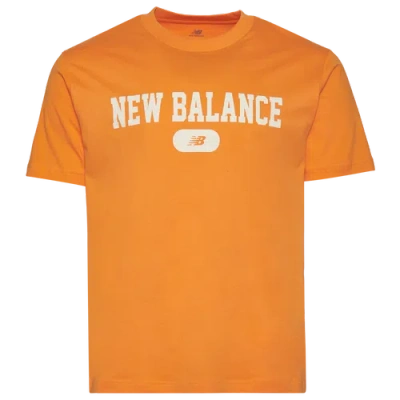New Balance Mens  Heritage Short Sleeve T-shirt In Orange/white