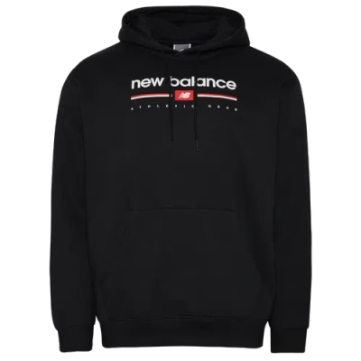 New Balance Mens  Logo Stripe Hoodie In White/black