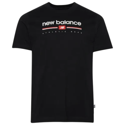 New Balance Mens  Logo Stripe T-shirt In White/black
