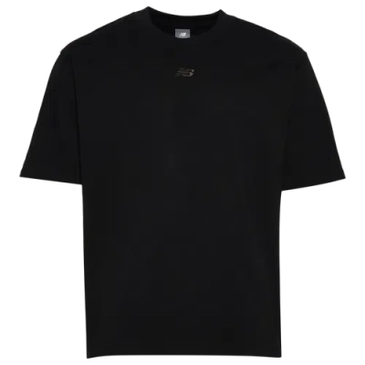 New Balance Mens  Oversized Center Chest Emblem Tonal T-shirt In Black