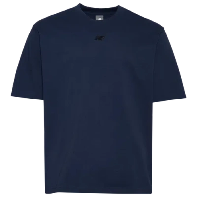 New Balance Mens  Oversized Center Chest Emblem Tonal T-shirt In Navy