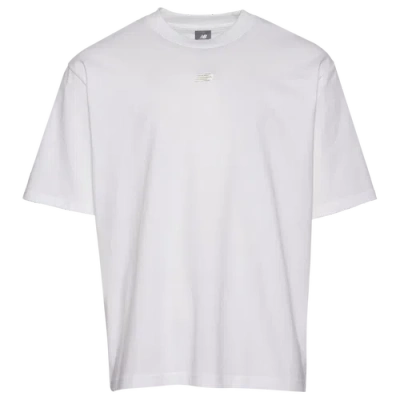 New Balance Mens  Oversized Center Chest Emblem Tonal T-shirt In White