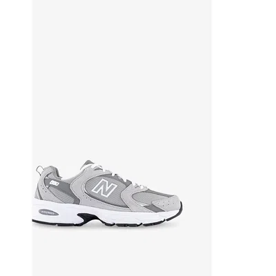 New Balance Mens Raincloud Grey White Mr530 Logo-embossed Leather And Mesh Low-top Trainers
