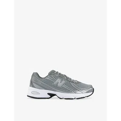 NEW BALANCE MENS SILVER WHITE 740 V2 BRANDED MESH LOW-TOP TRAINERS