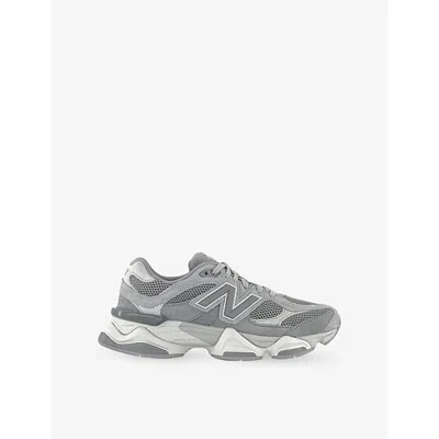 NEW BALANCE MENS SLATE GREY WHITE GREY 9060 SUEDE AND MESH LOW-TOP TRAINERS