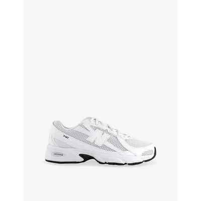 NEW BALANCE MENS WHITE BLACK 740 V2 BRANDED MESH LOW-TOP TRAINERS