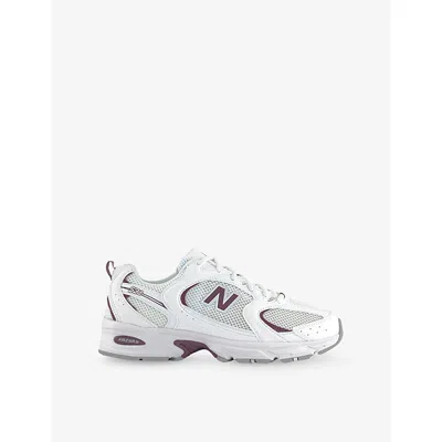 NEW BALANCE MENS WHITE BROWN MR530 LEATHER AND MESH LOW-TOP TRAINERS