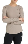 New Balance Microrib Long Sleeve T-shirt In Brown
