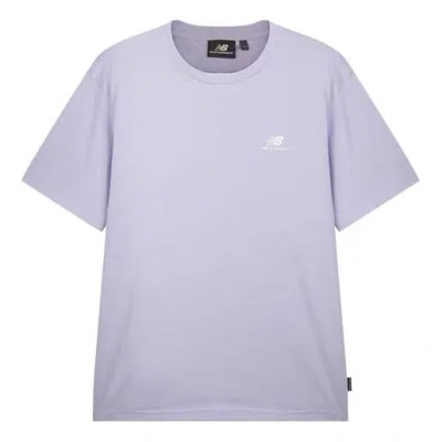 New Balance Minimalistic Loose Solid Color Short Sleeve Couple Style Purple