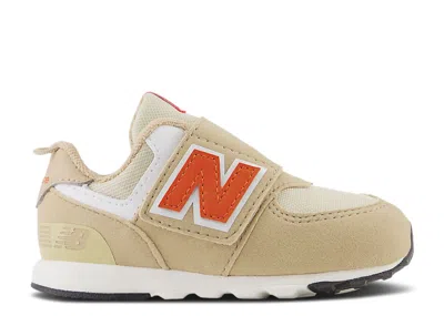 New Balance Babies'   574 New-b Hook & Loop Toddler 'incense Poppy' In White