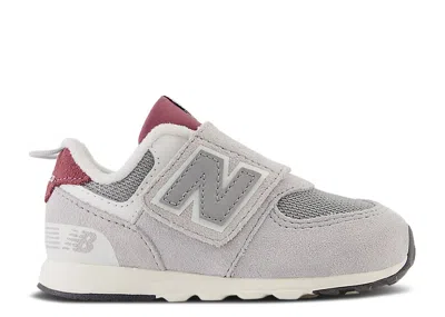 New Balance Babies'   574 New-b Hook & Loop Toddler 'raincloud Burgundy' In Gray