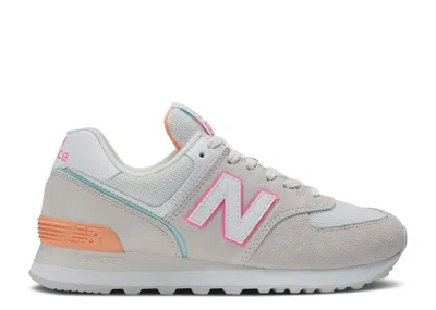 New Balance Wmns 574 Wide 'nimbus Cloud Peach Glaze' In Gray