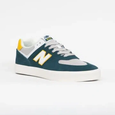 NEW BALANCE NUMERIC 574 VULC TRAINERS IN TEAL & WHITE