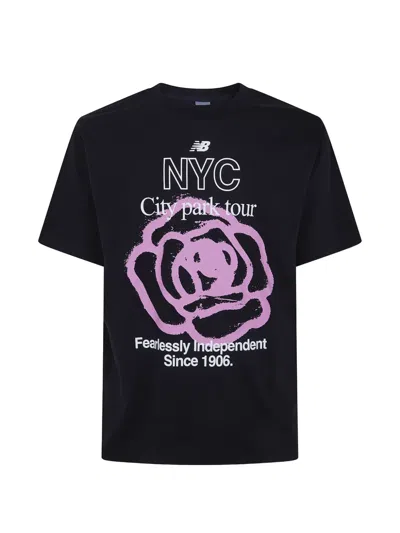 New Balance Nyc City Run Graphic-print Cotton T-shirt In Black
