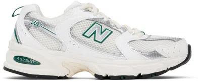 New Balance 530 Sneakers In White With Green And Gray Details