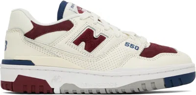 New Balance Off-white & Burgundy 550 Sneakers In Sea Salt/mercury Red