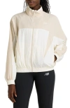 New Balance Oversize Water Resistant Colorblock Nylon Jacket In Neutral
