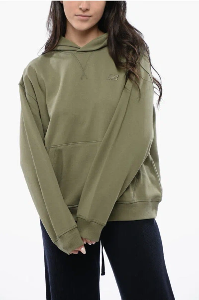 New Balance Oversized Hoodie With Patch Pocket In Green