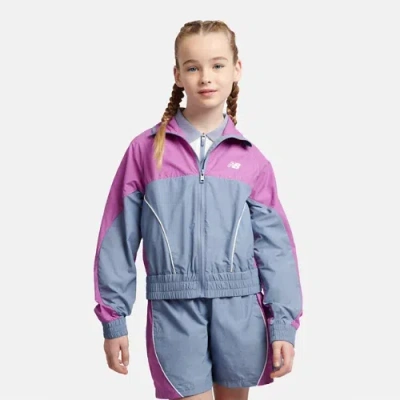 New Balance Kids' Panelled Woven Track Jacket In Blue