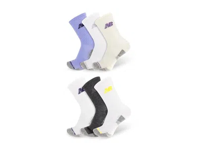 New Balance Performance Cushioned 6-pack Crew Socks Knee High Socks Shoes Light Blue Assorted: Medium In Multi