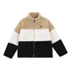 New Balance Plus Colorblock Patch Detail Zip Up Teddy Jacket 'white Tan Black' In Multi