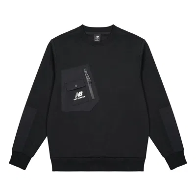 New Balance Pocket Splicing Knit Sports Round Neck Pullover Couple Style Black
