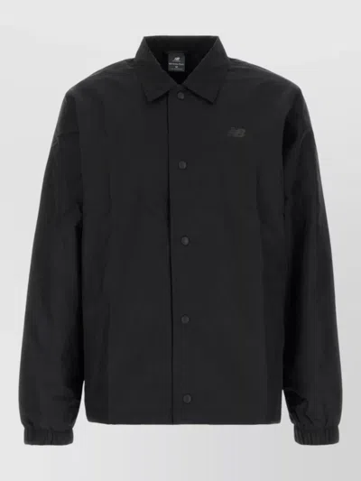 New Balance Polyester Jacket Collared Design Elastic Cuffs In Gray