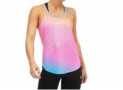 New Balance Printed Accelerate Tank In Multicolor Print In White