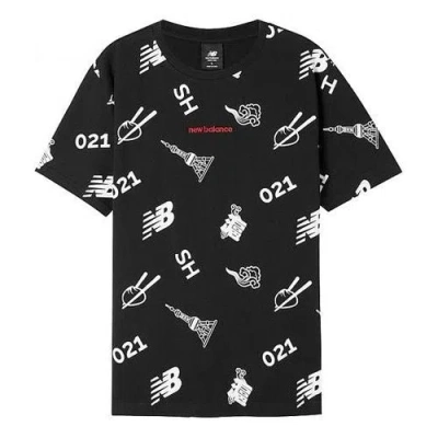 New Balance Printing Short Sleeve Couple Style Black