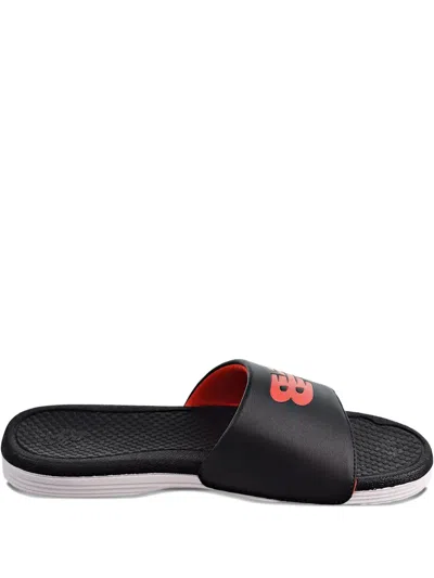 New Balance Pro Logo-embossed Slides In Black