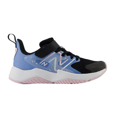 Pre-owned New Balance Rave Run V2 Bungee Lace Big Kid Wide 'black Blue Laguna Paint Splatter' | Kid's Size 5