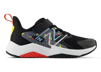 Pre-owned New Balance Rave Run V2 Bungee Lace Sneakers In Black/blast Red/team Sky Blue