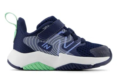 Pre-owned New Balance Rave Run V2 Bungee Lace Sneakers In Nb Navy/electric Sky Blue/sweetgrass In Multi