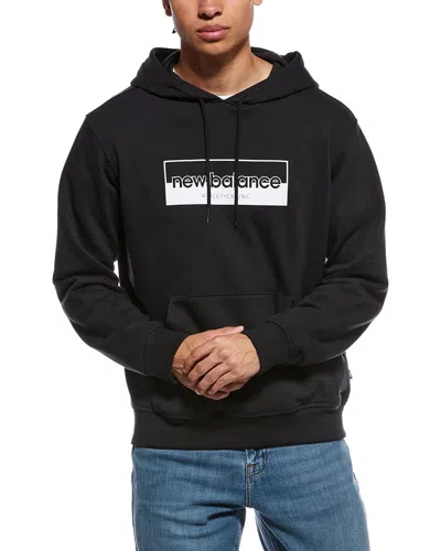 New Balance Rectangular Logo Hoodie In Black