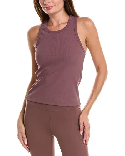 New Balance Womens  Linear Heritage Rib Knit Racer Tank In Purple
