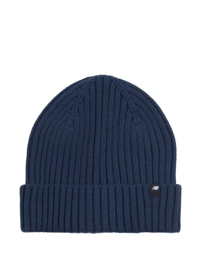 NEW BALANCE RIBBED-KNIT BEANIE HAT