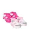 New Balance Ribbed-knit Slip-on Pre-walkers (pack Of Two) In Pink