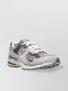 New Balance 2002r Grey Low Top Sneakers With Logo Patch In Suede Unisex In Multi