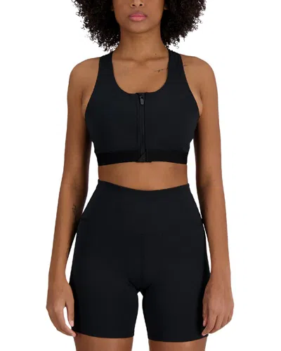 New Balance Sleek Medium Support Pocket Zip Jacket In Black
