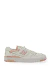 New Balance 550' White And Light Pink Low Top Sneakers With Logo In Leather