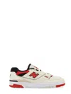 New Balance '550' White And Red Low Top Sneakers With Logo And Contrasting Details In Ivory