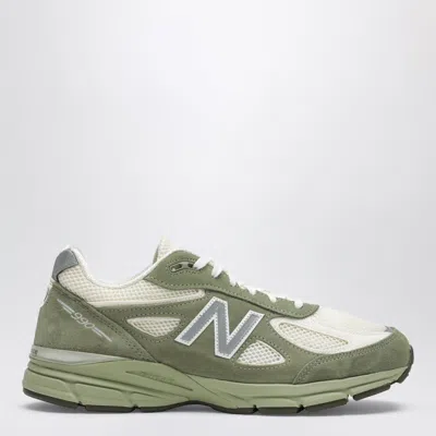 New Balance White And Green Made In Usa 990v4 Sneakers In Multi