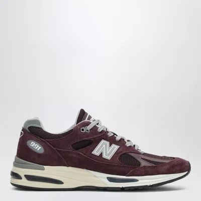 New Balance Sneaker Made In Uk 991v2 Catawba Grape In Burgundy