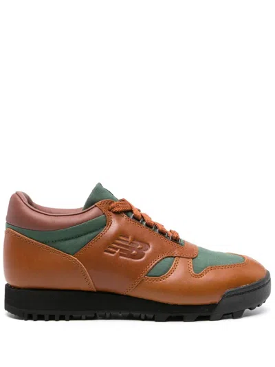 New Balance Low-top Leather Panelled Sneakers In Brown