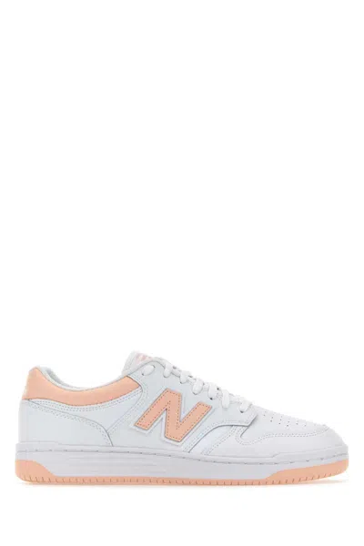 New Balance Leather Sneakers 480 Two-tone Accents In White